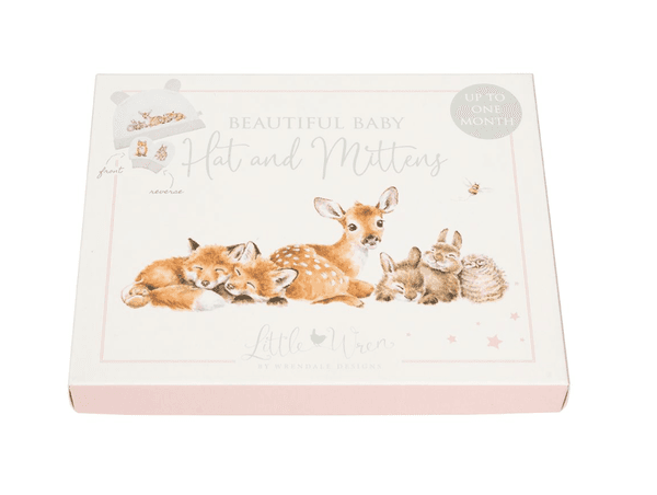 Hovedbilde Little Wren – Gavesett rosa lue & votter ...